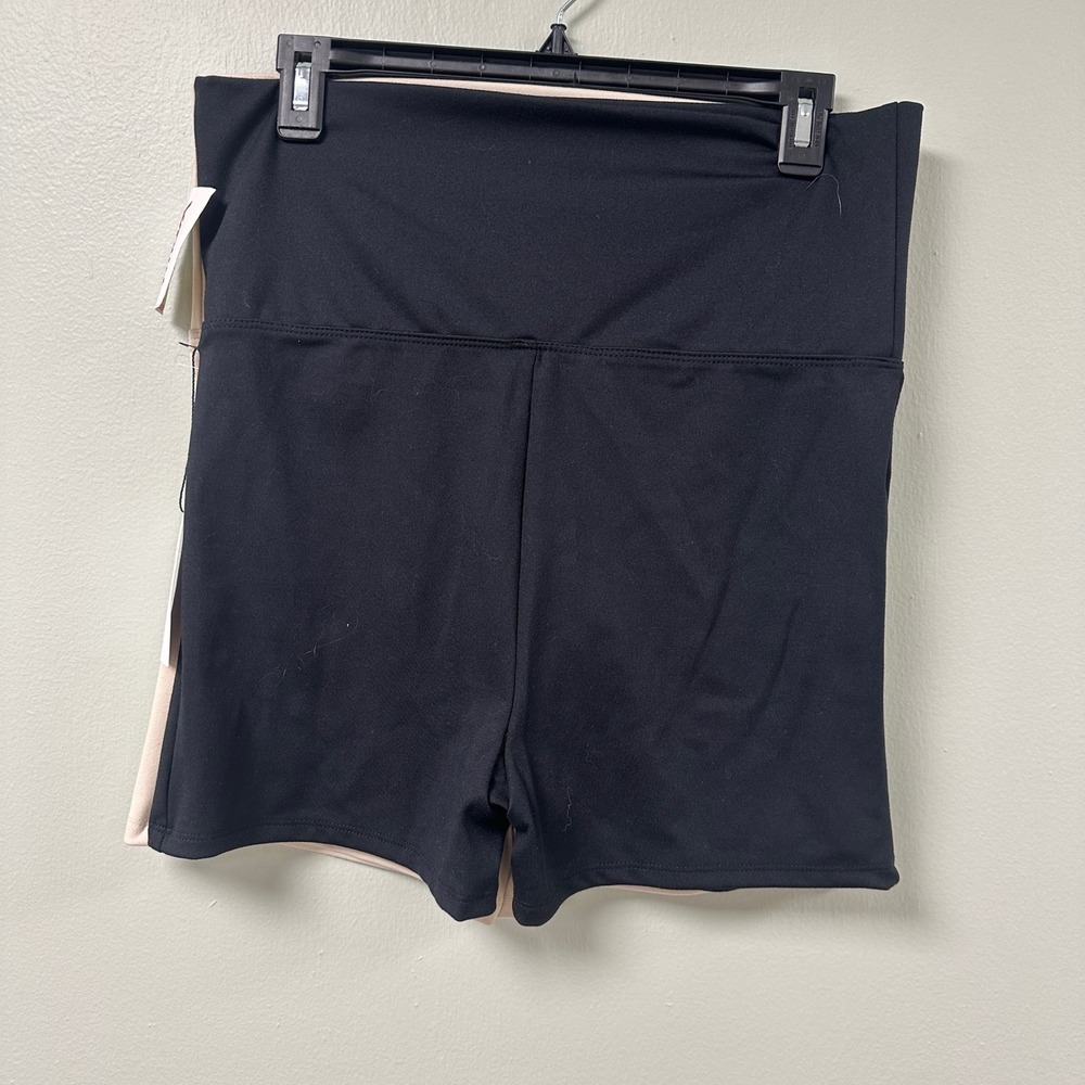 Better‎ Together Womens High Waisted Biker Shorts 2 Pack Black Beige Large NWT - Picture 2 of 4
